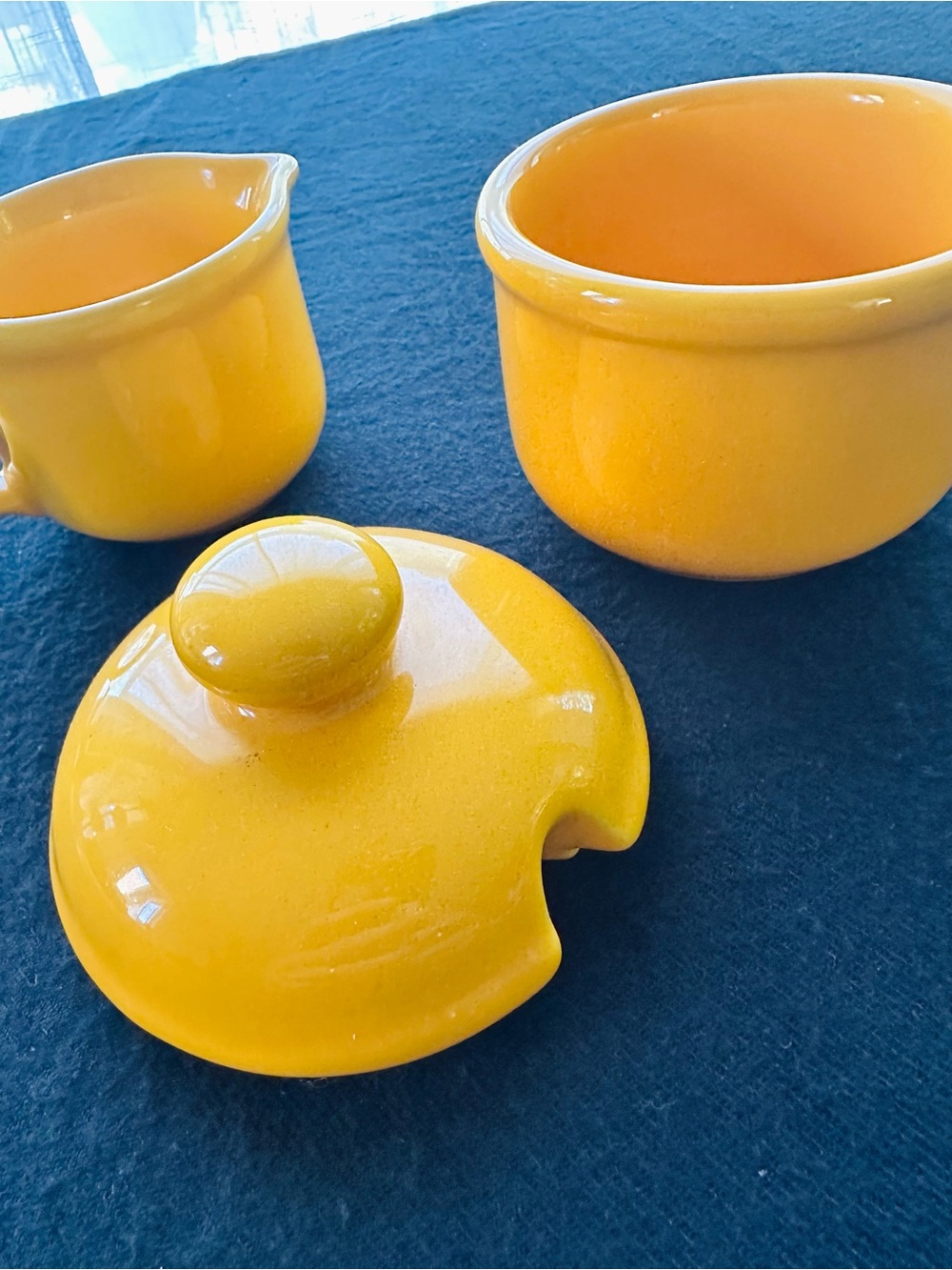 Vintage Waechtersbach Spain Ceramic Cream and Sugar Set – Vibrant Yellow